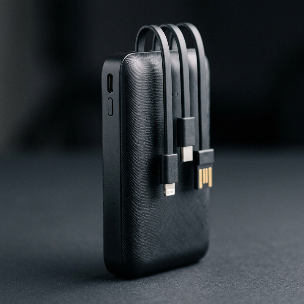 Power bank 5000 mAh con sus tres cables integrados
