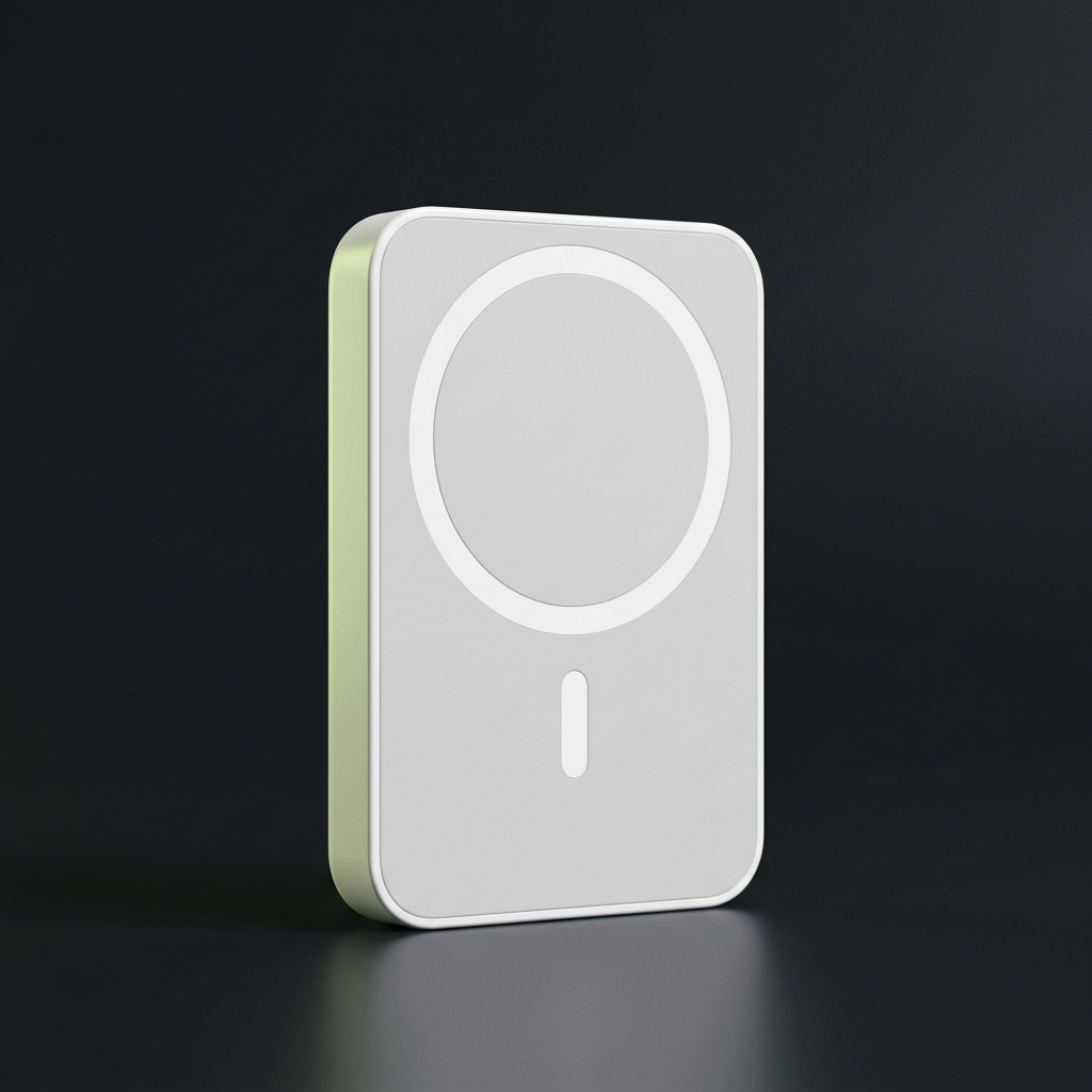 Power bank magnética blanca para iPhone con aro magnético