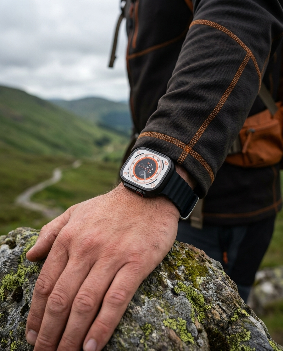 Smartwatch durante una caminata en la montaña